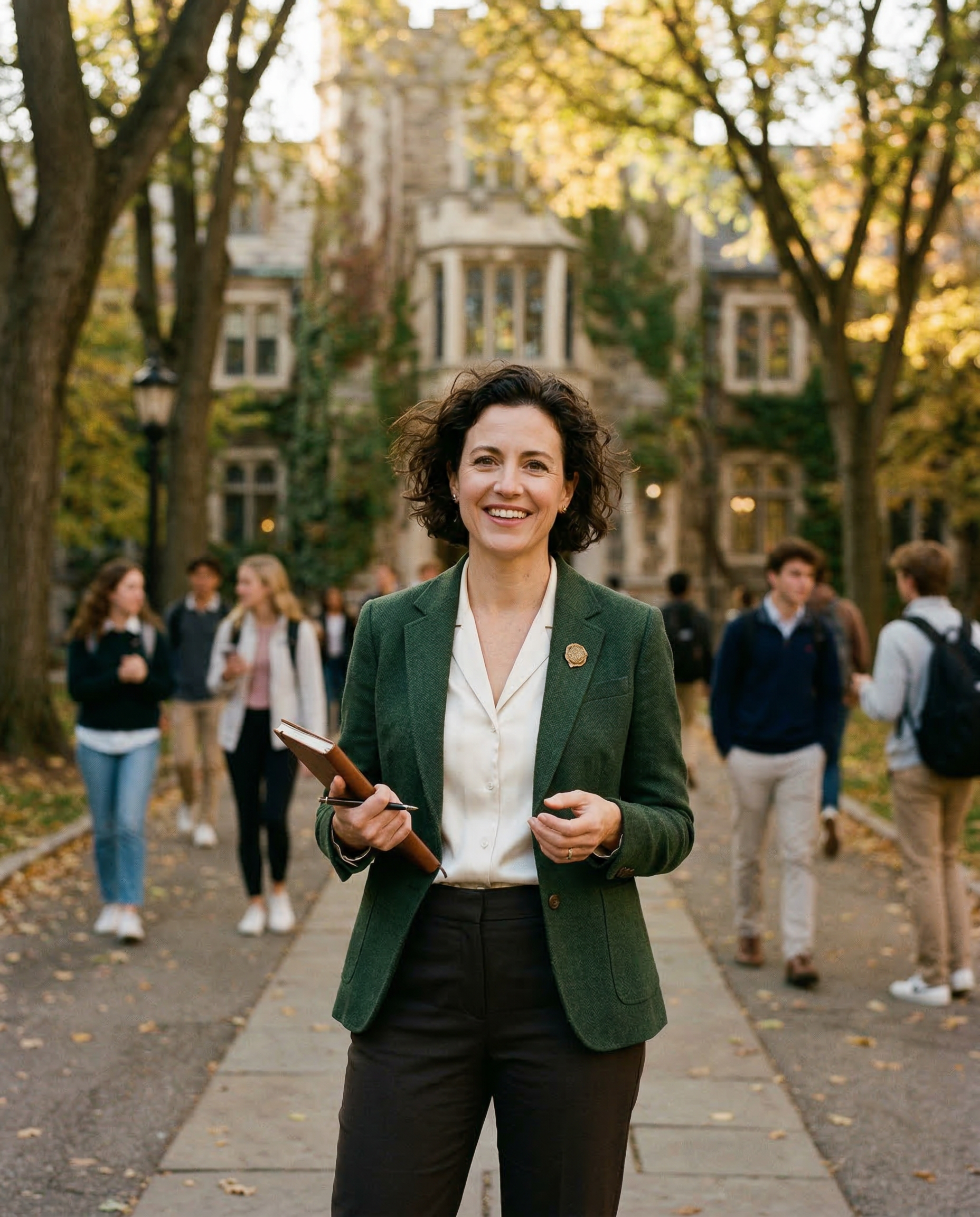 Sarah Jenkins on a campus walkway